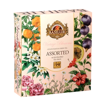 VINTAGE BLOSSOMS BASILUR TEA, 40 db filteres fekete és zöld tea 