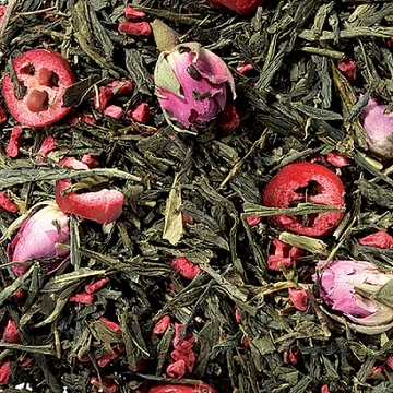 VÖRÖSÁFONYA RÓZSA ÍZESÍTETT SZÁLAS ZÖLD TEA