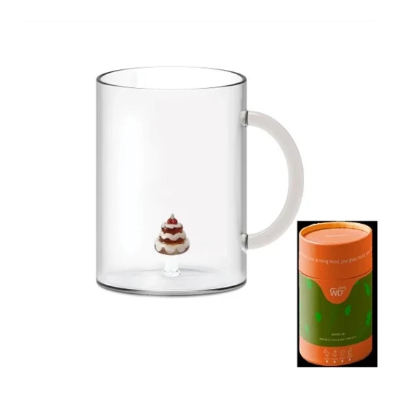 BOROSILICATE HŐÁLLÓ ÜVEG BÖGRE BELSŐ TORTA DEKORRAL, 420ml