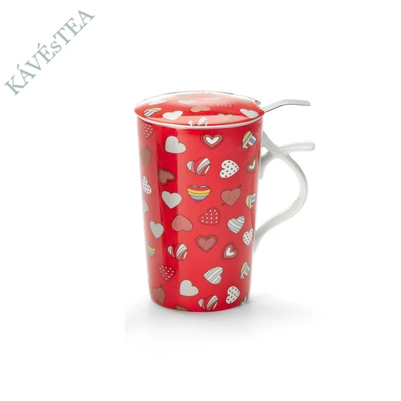 SZÍVES SZŰRŐS PORCELÁN BÖGRE, 0,4L