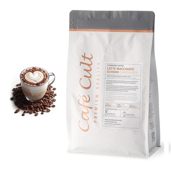 LATTE MACHIATO CSOKOLÁDÉ ÍZESÍTÉSŰ 100% ARABICA SZEMES KÁVÉ, 250g