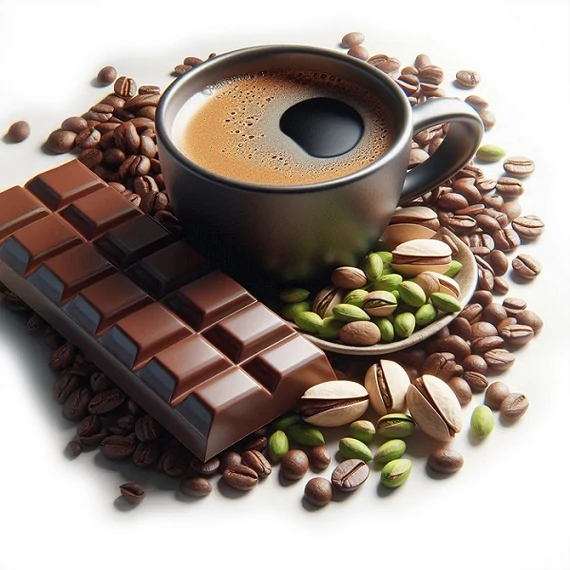 PISZTÁCIA - CSOKOLÁDÉ ÍZESÍTÉSŰ 100% ARABICA SZEMES KÁVÉ, 250g