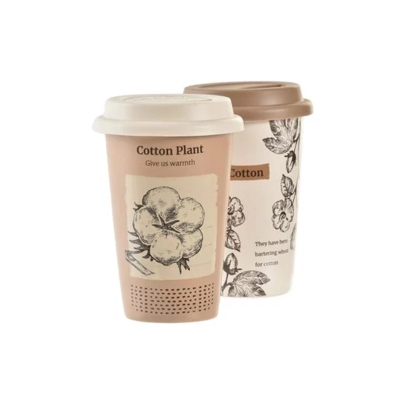 BOTANICAL PORCELÁN BÖGRE TETŐVEL, 9,5x9,5x14 cm