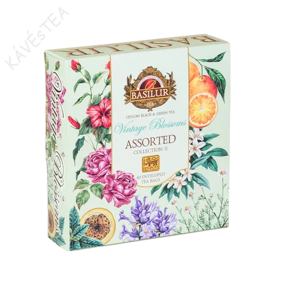 VINTAGE BLOSSOMS BASILUR TEA, 40 db filteres fekete és zöld tea